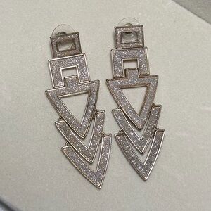 Elegant Sparkly Silver Geometric Earrings